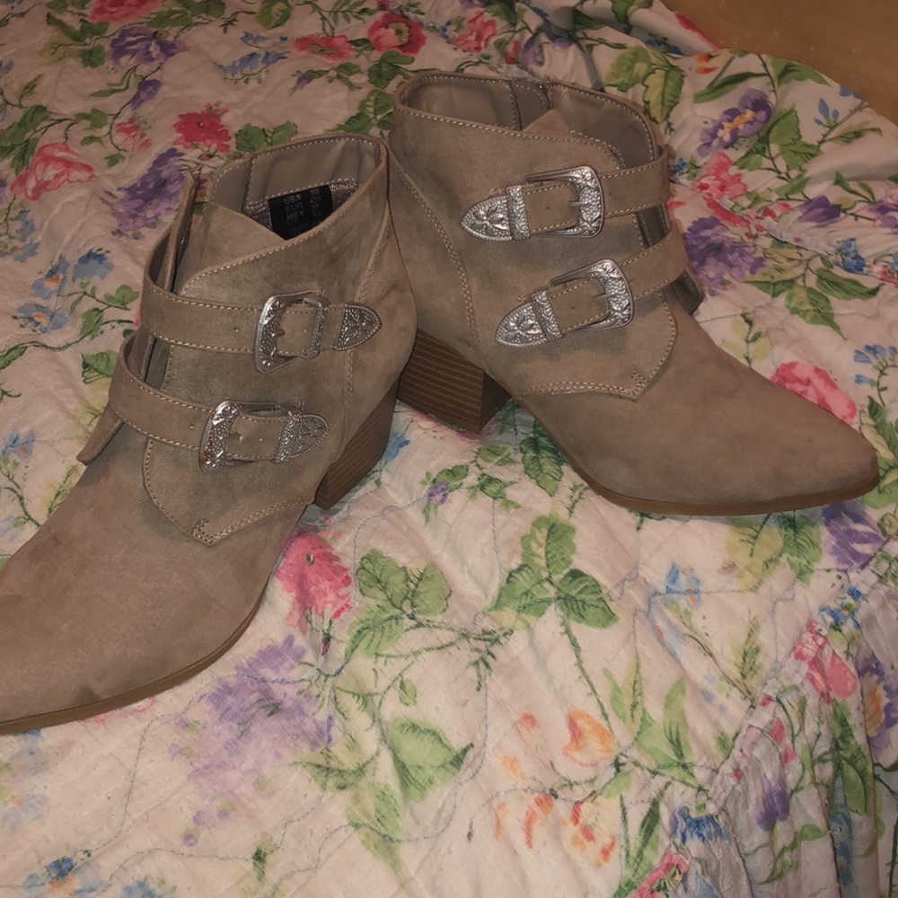 Tan ankle booties